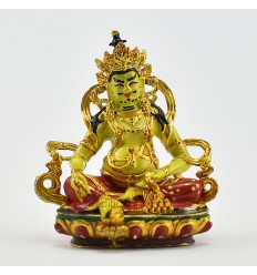 Machine Made, Hand Painted Copper Alloy with Gold Plated 2.75" Yellow Dzambhala  Statue