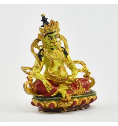 Machine Made, Hand Painted Copper Alloy with Gold Plated 2.75" Yellow Dzambhala  Statue