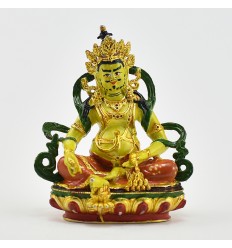 Machine Made, Hand Painted Copper Alloy with Gold Plated 2.75" Yellow Dzambhala  Statue