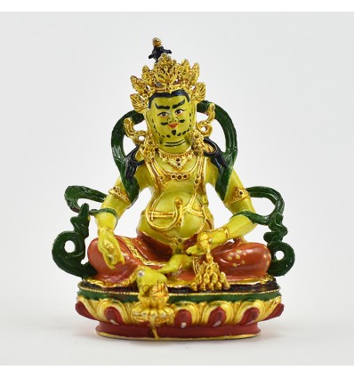 Machine Made, Hand Painted Copper Alloy with Gold Plated 2.75" Yellow Dzambhala  Statue