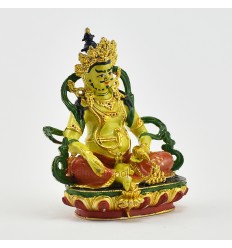 Machine Made, Hand Painted Copper Alloy with Gold Plated 2.75" Yellow Dzambhala  Statue