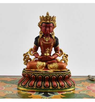 Machine Made with Hand Finishing Touch, Gold Plated Copper Alloy 4" Aparmita Statue