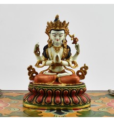 Machine Made with Hand Finishing Touch, Gold Plated Copper Alloy 4" Chenrezig Statue