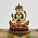 Machine Made with Hand Finishing Touch, Gold Plated Copper Alloy 4" Chenrezig Statue