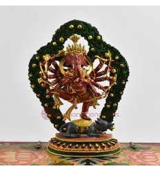 Machine Made with Hand Finishing Touch, Gold Plated Copper Alloy 8.25" Dancing Ganesha Statue