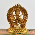 Machine Made Gold-Plated Copper Alloy 6.5" Gold-Plated White (Dragon) Dzambhala Statue