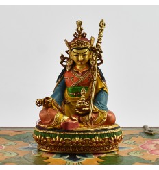 Machine Made with Hand Finishing Touch, Gold Plated Copper Alloy 4" Guru Padmasambhava Statue