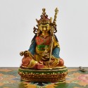 Machine Made with Hand Finishing Touch, Gold Plated Copper Alloy 4" Guru Padmasambhava Statue