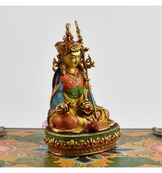 Machine Made with Hand Finishing Touch, Gold Plated Copper Alloy 4" Guru Padmasambhava Statue