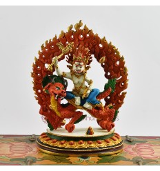 Machine Made Beautifully Hand-Painted 6.75"  White (Dragon) Dzambhala Statue