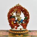 Machine Made Beautifully Hand-Painted 6.75"  White (Dragon) Dzambhala Statue