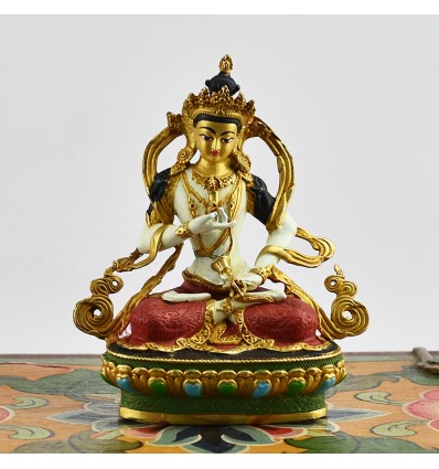 Machine Made with Hand Finishing Touch, Gold Plated Copper Alloy 4" Colorful Vajrasattva Statue