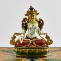 Machine Made with Hand Finishing Touch, Gold Plated Copper Alloy 3.75" Colorful White Tara Statue