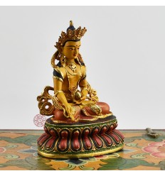 Machine Made with Hand Finishing Touch, Gold Plated Copper Alloy 4" Painted Kshitigarbha Statue