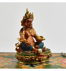 Machine Made with Hand Finishing Touch, Gold Plated Copper Alloy 4" Painted Yellow Dzambhala Statue