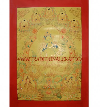 32.5" x 23.5" Green Tara Thangka Painting