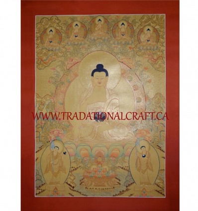 33.25" x 24.75" Shakyamuni Buddha Thangka Painting