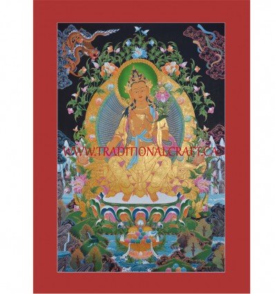 33.25" x 23.75" Maitreya Buddha Thangka Painting