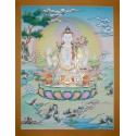 Fine Quality 26.5" x 20.5" Chenrezig Avalokiteshvara Tibetan Karmakoti Thangka/Thanka Painting from Patan, Nepal