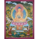 Fine Quality 29" x 22.5" Shakyamuni Buddha Tibetan Buddhist Karmakoti ThangkaThanka Painting from Patan, Nepal