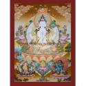 44.25" x 33.75" Chenrezig Thangka Painting