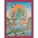 17.25" x 13" Green Tara Thangka Painting