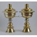 12" Tibetan Buddhism Brass Butter Lamps Set with Fine Hand Carvings from Nepal