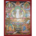 29.5" x 22.5" Chenrezig Thangka Painting