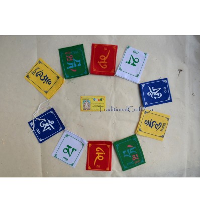 Om Mani Padme Hung Tibetan Prayer Flag - Handmade Frm Nepal for altar cars doors