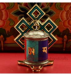 Finely HandCarved 5" Table Top Tibetan Buddhist Prayer Wheel - Handmade in Nepal.