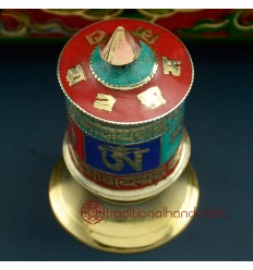 Finely HandCarved 3.75" Table Top Tibetan Buddhist Prayer Wheel - Handmade Nepal