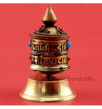 Fine Hand Carved 3" Table Top Prayer Wheel.