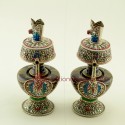 Fine Quality 9.5" Tibetan Buddhism Colored Copper Alloy Sacred Vase Bhumpa Set Patan, Nepal