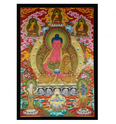 42.5"x29.5" Amitabha Buddha Thangka Painting