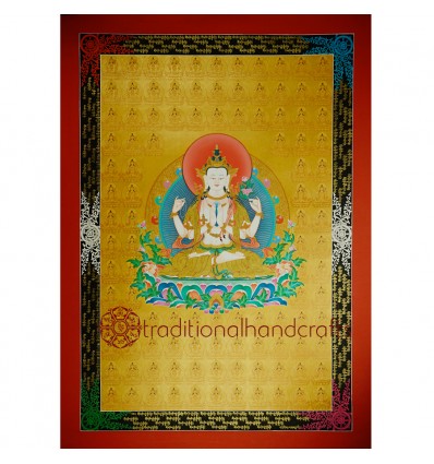 44"x32”  108 Chenrezig Thangka Painting