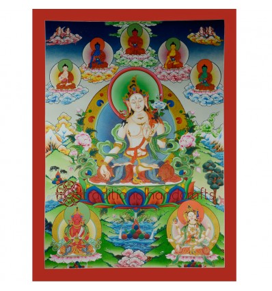 39.25"x30''  White Tara Thangka Painting