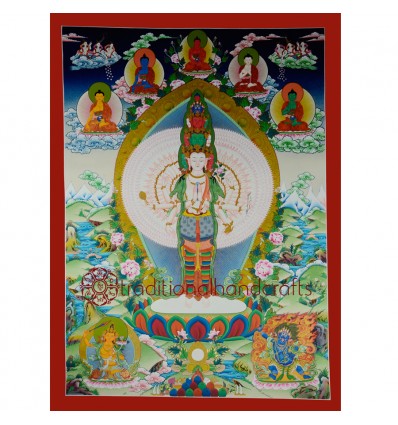 38.75"x28.75" Avalokiteshvara Thankga Painting