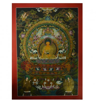 32.75" x 24"Shakyamuni Buddha Thangka Painting