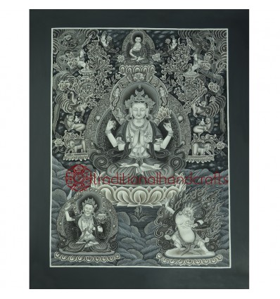 24.25" x 20.75"Chenrezig Thangka Painting