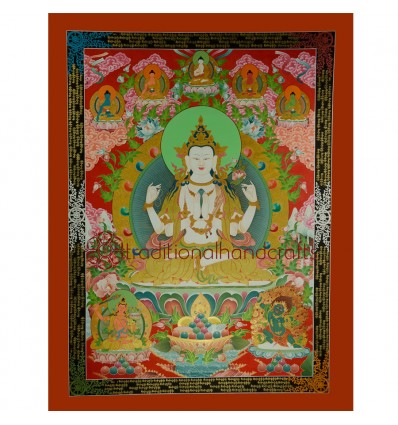 46"x34.5" Chenrezig Thangka Painting