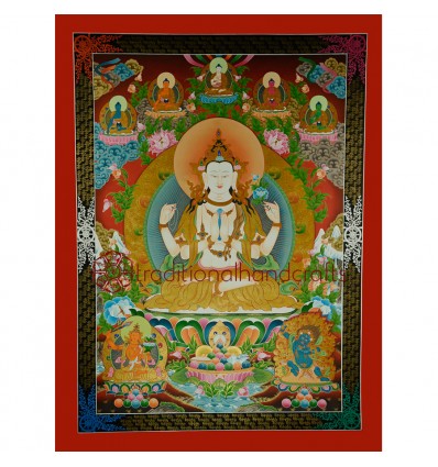 47"x35" Chenrezig Thangka Painting