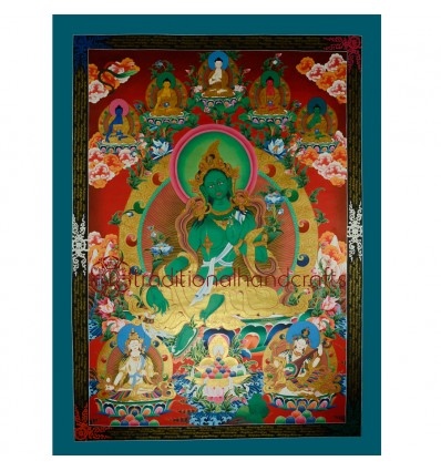 56"x41" Green Tara Thangka Painting