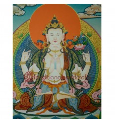 17.25"x13" Chenrezig Thangka Painting