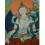 17"x13.25" White Manjushri  Thangka Painting