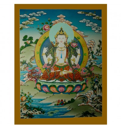 26.25"x20.25" Chenrezig Thangka Painting