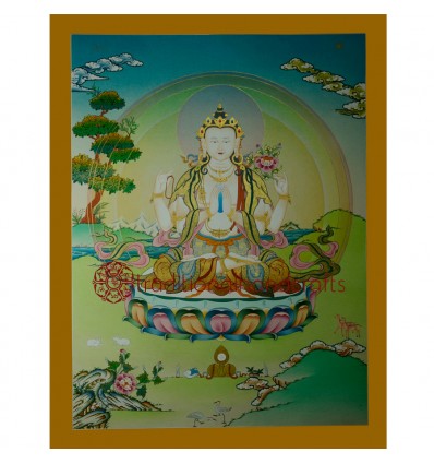 26.25"x20.25" Chenrezig Thangka Painting