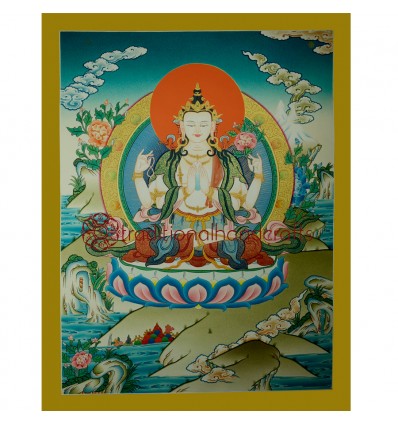 26"x20" Chenrezig Thangka Painting