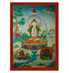 32.5"x22.75" Chenrezig Thangka Painting