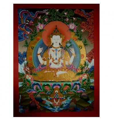 33.75"x25.5"Chenrezig Thangka Painting