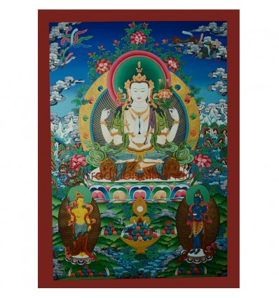 34.5"x24.5" Chenrezig Thangka Painting